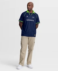 Fanatics Men's College Navy/Neon Green Seattle Seahawks Homerun Raglan V-Neck Polo Shirt