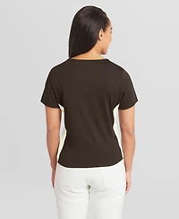 Wear by Erin Andrews Women's Brown San Diego Padres Notch Neck Cropped T-Shirt