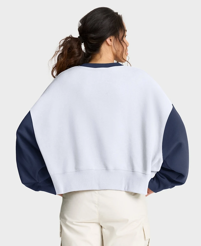 Nike Women's White/Navy Milwaukee Brewers Oversized High Hip Fleece Sweatshirt