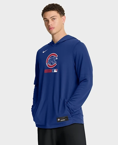 Nike Men's Royal Chicago Cubs Authentic Collection Dri-fit Long Sleeve Hooded T-Shirt