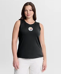 Fanatics Women's Black Pittsburgh Steelers Draped Mesh Back Performance Tank Top