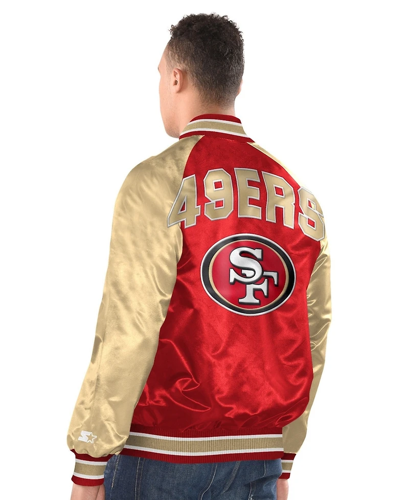 Starter Men's Scarlet/Gold San Francisco 49ers Inductee Raglan Full-Snap Varsity Jacket