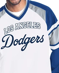 G-iii Sports by Carl Banks Men's White/Royal Los Angeles Dodgers Infield Play Raglan V-Neck Pullover