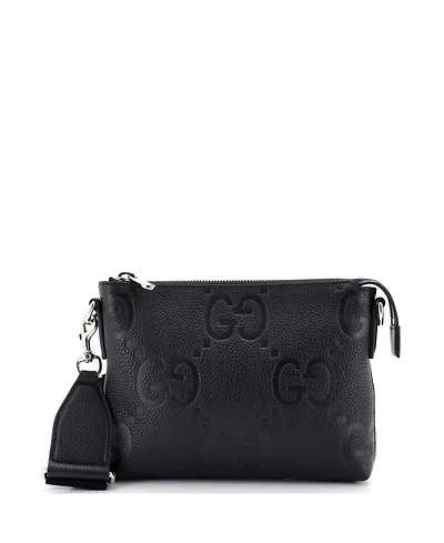 Pre-Owned Gucci Small Zip Messenger Bag Jumbo Gg Embossed Leather