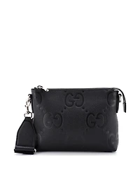 Pre-Owned Gucci Small Zip Messenger Bag Jumbo Gg Embossed Leather