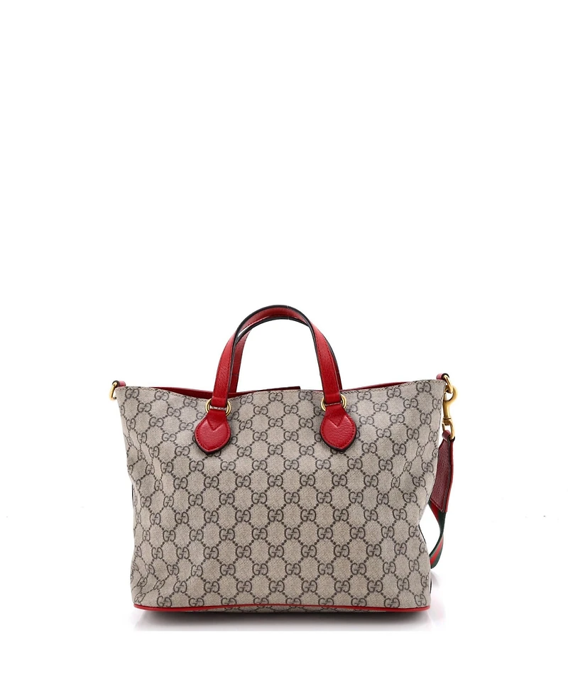 Pre-Owned Gucci Small Convertible Soft Tote Gg Coated Canvas with Applique