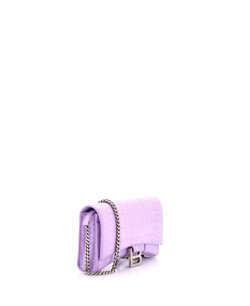 Pre-Owned Balenciaga Hourglass Chain Wallet Embossed Leather
