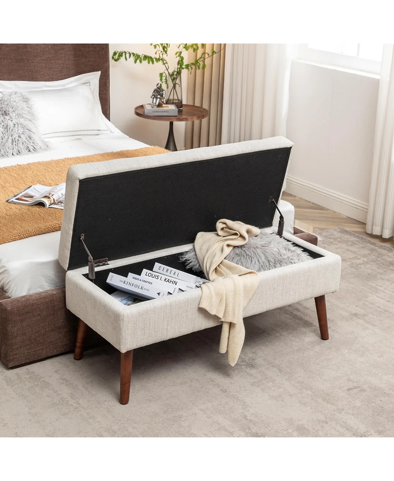 flynama Tufted Storage Ottoman Bench with Safety Hinge