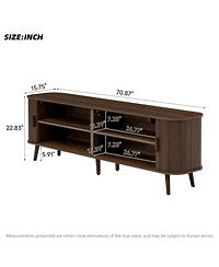 Rainsken 70-inch Modern Tv Stand, with Sliding Doors, for Tvs up to 80 inches, Media TV Console Table, for Living Room, Offices