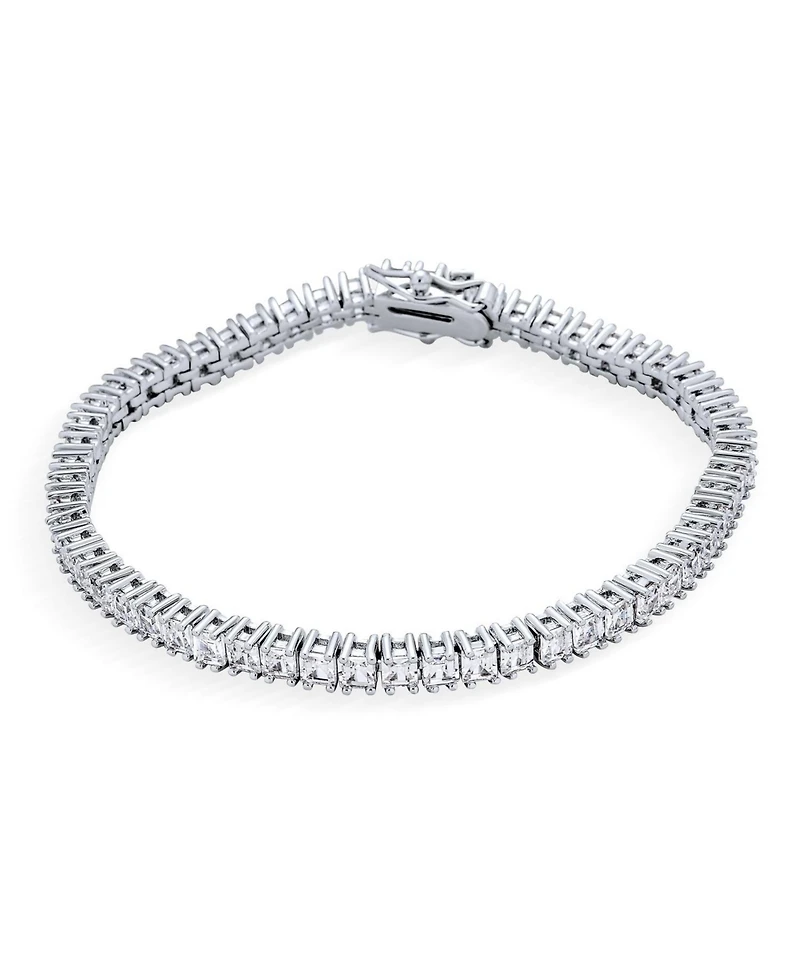 Bling Jewelry Cubic Zirconia Square Cz Channel Set Asscher Cut Tennis Bracelet s Prom Brass