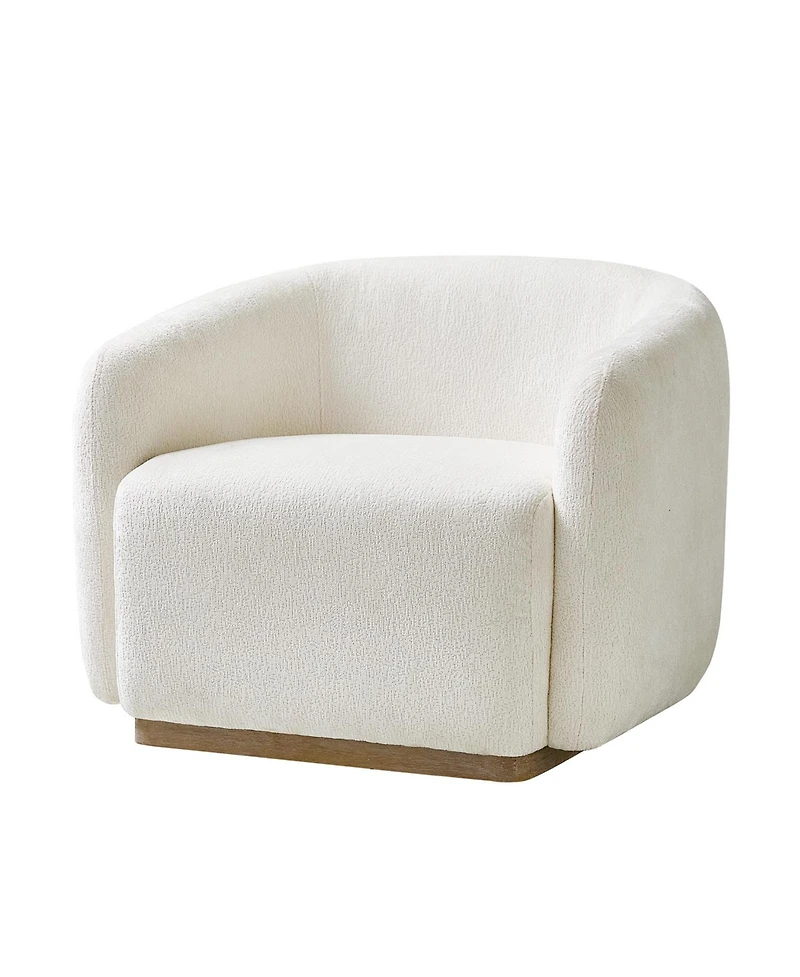 Hulala Home Berklie Modern Boucle Chenille Swivel Armchair with Solid Wood Base