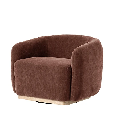 Hulala Home Berklie Modern Boucle Chenille Swivel Armchair with Solid Wood Base