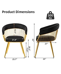 Dyhome Mid-Century Modern Glam Velvet Dining Chairs Set of 2