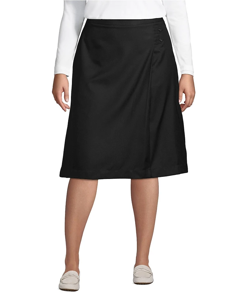 Lands' End Girls Plus Solid A-line Skirt Below the Knee