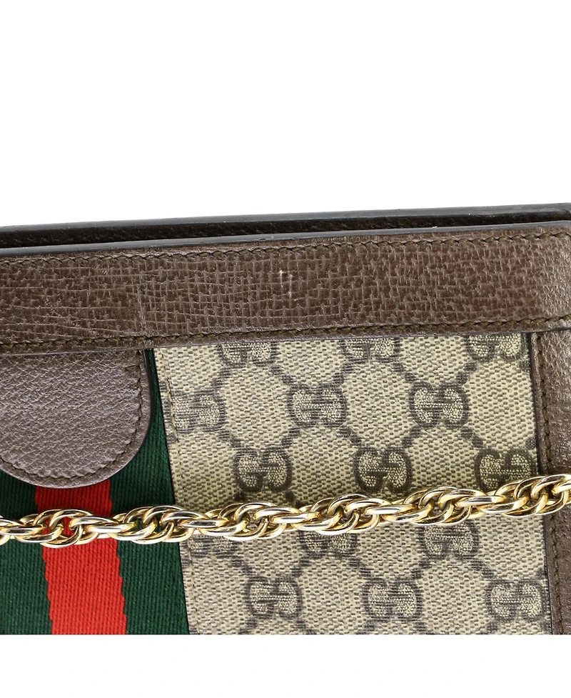 Pre-Owned Gucci Small Ophidia Chain Shoulder Bag Gg Coated Canvas