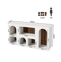 Slickblue Sofa Console Table with Storage Shelves, Wooden Entryway Organizer Table