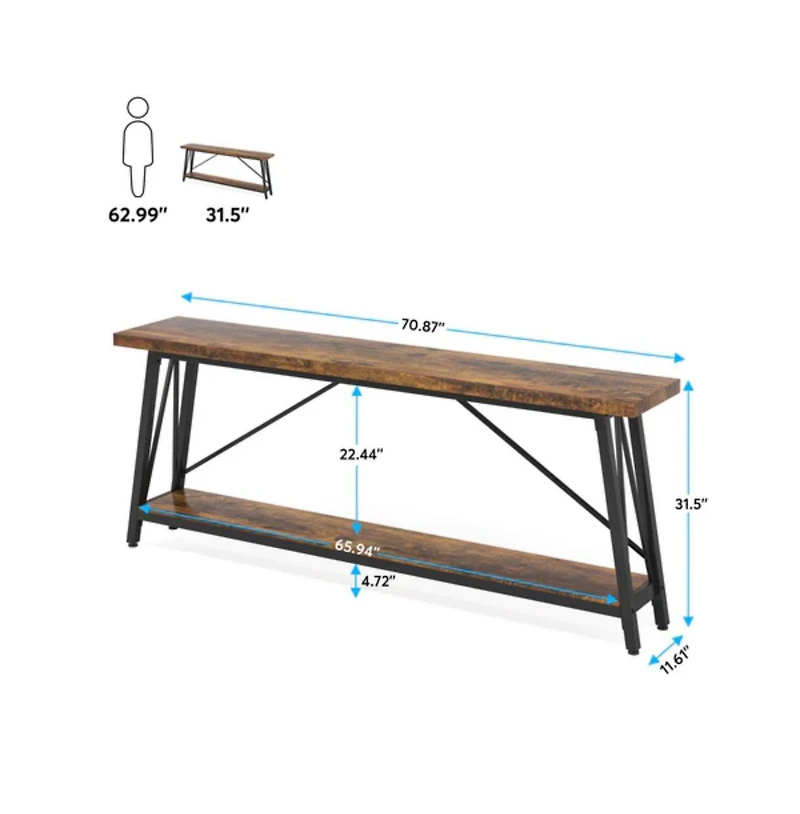 Slickblue Narrow Extra Long Console Table Behind Sofa for Storage and Home Decor