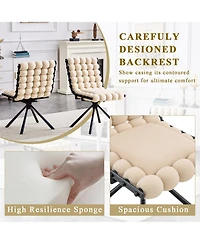 Rainsken Modern Dining Chairs Set of 2, Velvet Chairs, with Metal Legs, 360degree(s) Swivel, Round Ball Chain Backrest
