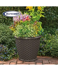 Suncast Sonora 22" Wicker Decorative Garden Flower Planter, (4 Pack)