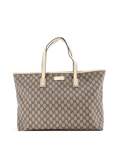 Pre-Owned Gucci Large Plus Tote Gg Coated Canvas with Leather