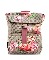 Pre-Owned Gucci Medium Buckle Backpack Blooms Print Gg Coated Canvas
