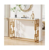 Slickblue Contemporary Console Table with Faux Marble Tabletop for Hallway and Entryway