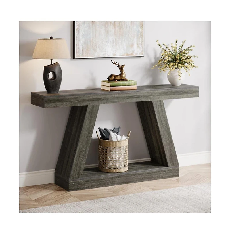 Slickblue Farmhouse Console Sofa Table with Storage for Living Room and Entryway Organization