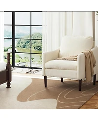 gaomon Mid Century Modern Accent Chair, Chenille Fabric, Curved Arms, Upholstered Reading Cloud Single Sofa for Living Room Bedroom Office