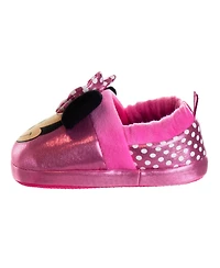 Disney Toddler Minnie Mouse Dual Slippers Cozy Warm Soft Plush Indoor Wear Fun Character Design (Toddler 5-10/ 11-12)