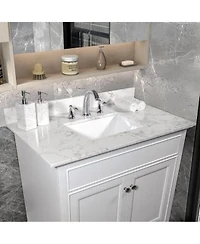 Sillysis 31 37 43 Inch Carrara Marble Stone Vanity Top With Ceramic Undermount Sink Backsplash Polished Surface For Vanity Cabinet