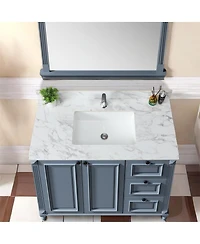 Sillysis 31/37/43 Inch Sintered Stone Bathroom Vanity Top with Rectangular Undermount Sink, 4 Inch Backsplash