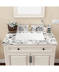 Sillysis 31/37/43 Inch Sintered Stone Bathroom Vanity Top with Ceramic Undermount Sink, Backsplash, Overflow, Stain Resistant Surface