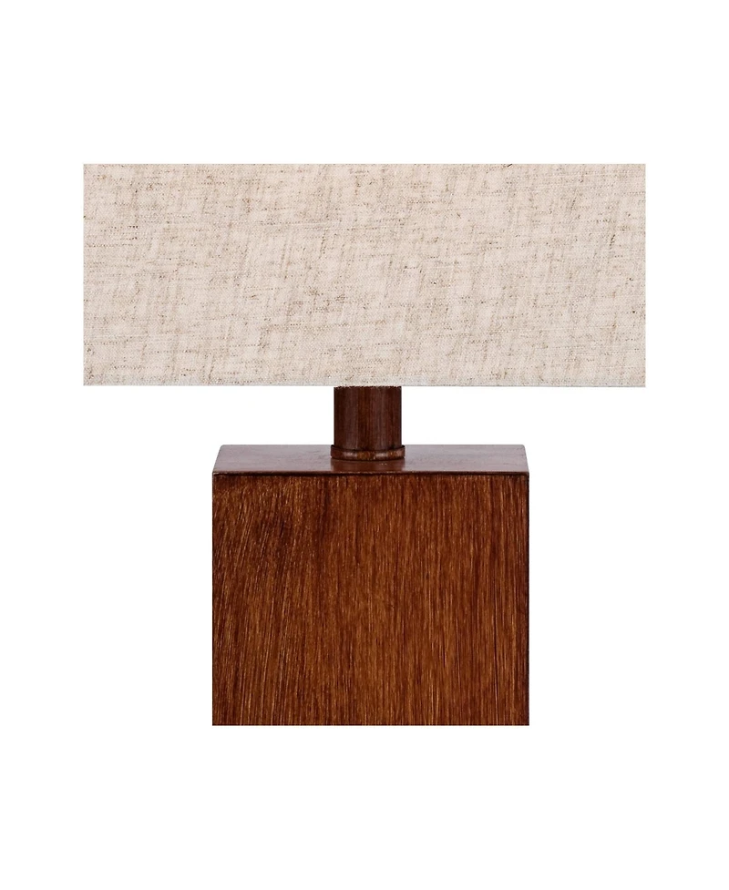 360 Lighting Modern Rustic Accent Table Lamps 23" High Set of 2 Faux Wood Rectangular Block Fabric Shade for Bedroom Living Room House Home