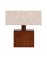 360 Lighting Modern Rustic Accent Table Lamps 23" High Set of 2 Faux Wood Rectangular Block Fabric Shade for Bedroom Living Room House Home