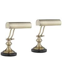 Regency Hill Serenity 12" High Small Traditional Piano Desk Lamps Set of 2 Adjustable Antique Brass Finish Metal Home Office