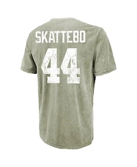 Majestic Threads Men's Cam Skattebo Moss Green New York Giants Mineral Wash Name Number T-Shirt