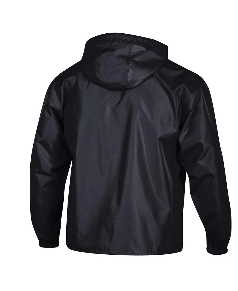 Champion Men's Black Usc Trojans Packable Hooded Windbreaker Half-Zip Jacket