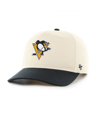'47 Brand Men's Cream/Black Pittsburgh Penguins Logo 2-Tone Hitch Adjustable Hat