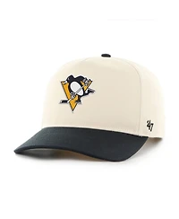 '47 Brand Men's Cream/Black Pittsburgh Penguins Logo 2-Tone Hitch Adjustable Hat