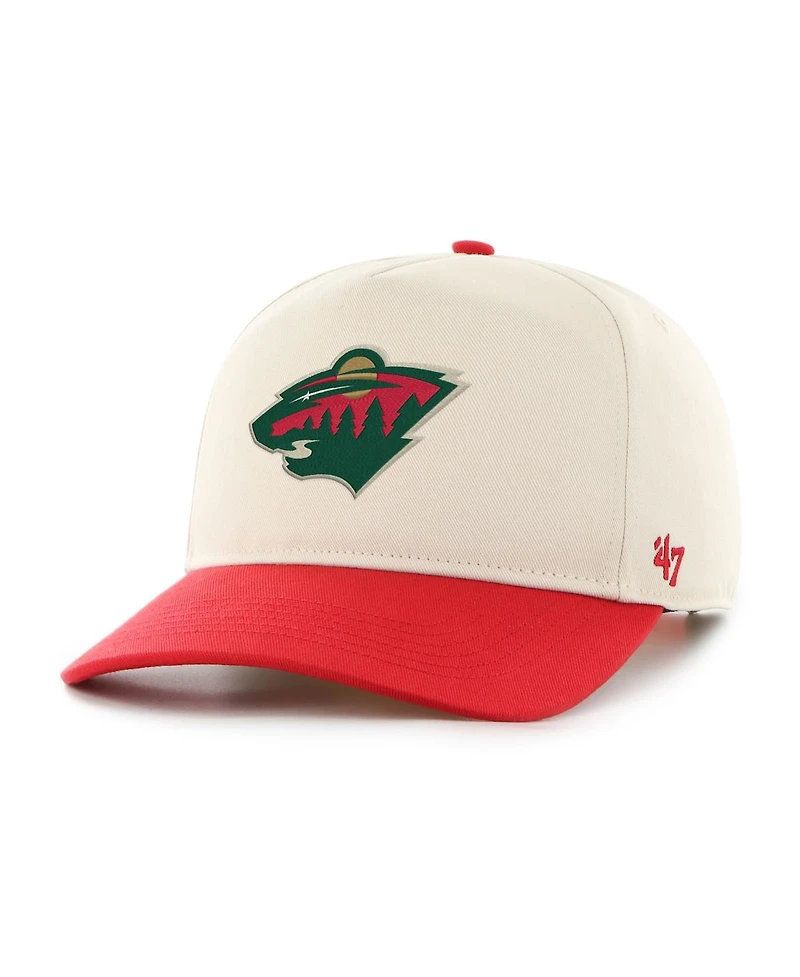 '47 Brand Men's Cream/Red Minnesota Wild Logo 2-Tone Hitch Adjustable Hat