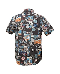 Reyn Spooner Men's Black New York Yankees Dia De Los Muertos Tri-Blend Button-Down Shirt