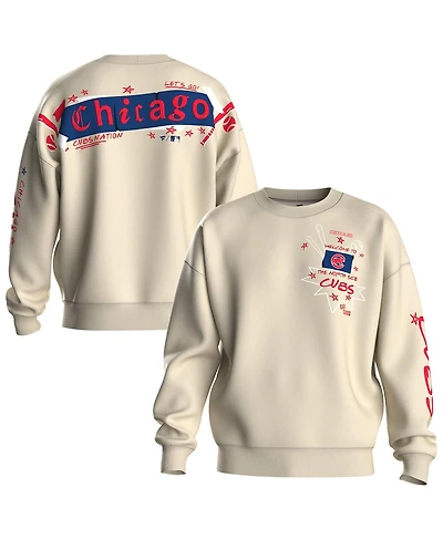 Fanatics Women's Beige Chicago Cubs Graffiti Fleece Sweatshirt