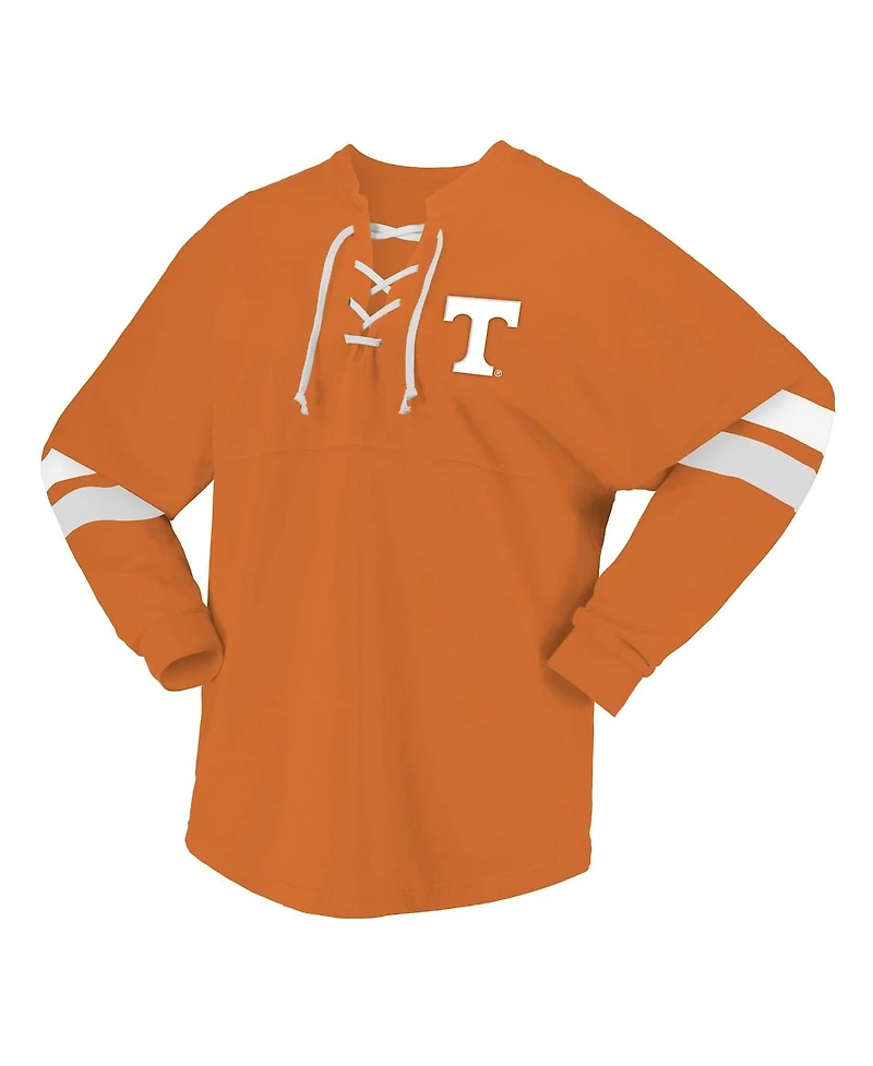 Spirit Jersey Men's and Women's Tennessee Orange Volunteers Lace-Up V-Neck Long Sleeve T-Shirt