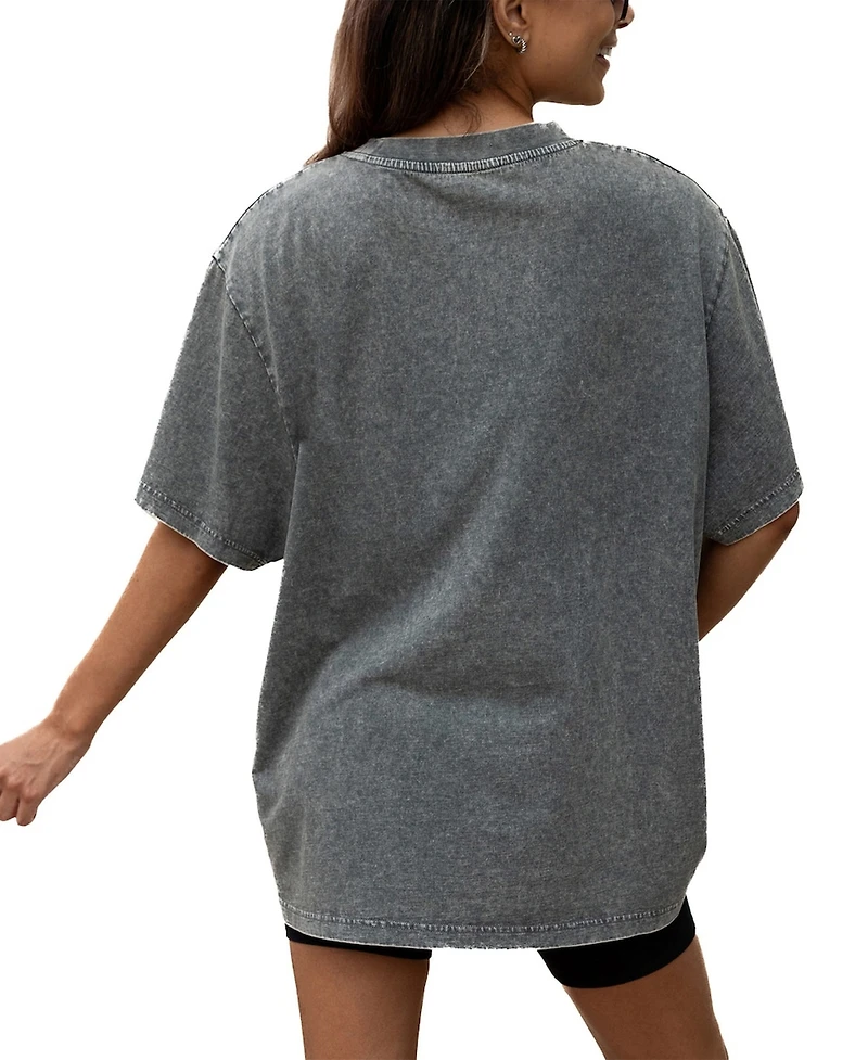 Gameday Couture Women's Gray Green Bay Packers Throwback Oversized Snow Wash T-Shirt