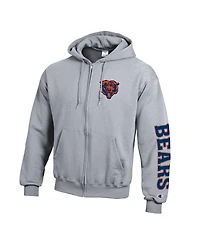 Champion Men's Heather Gray Chicago Bears Powerblend Fleece Full-Zip Hoodie