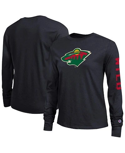 Champion Women's Black Minnesota Wild 2-Hit Long Sleeve T-Shirt