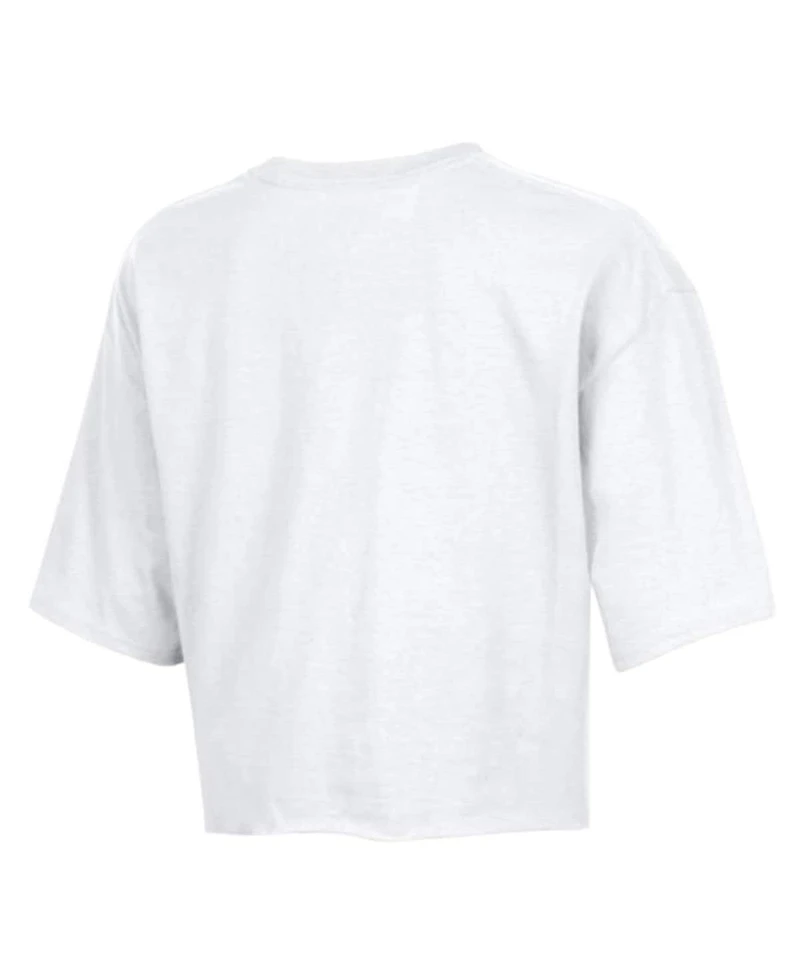 Champion Women's White Buffalo Bills Boyfriend Cropped T-Shirt