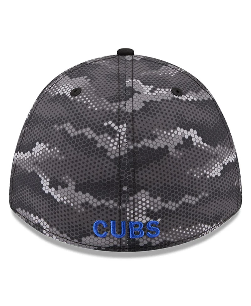 New Era Men's Black Chicago Cubs Camo 39THIRTY A-Frame Flex Hat