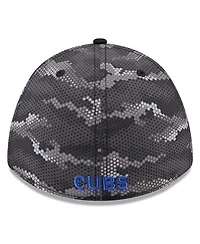 New Era Men's Black Chicago Cubs Camo 39THIRTY A-Frame Flex Hat