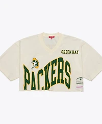 Mitchell & Ness Women's Reggie White Cream Green Bay Packers Retired Player Cropped Fashion Jersey